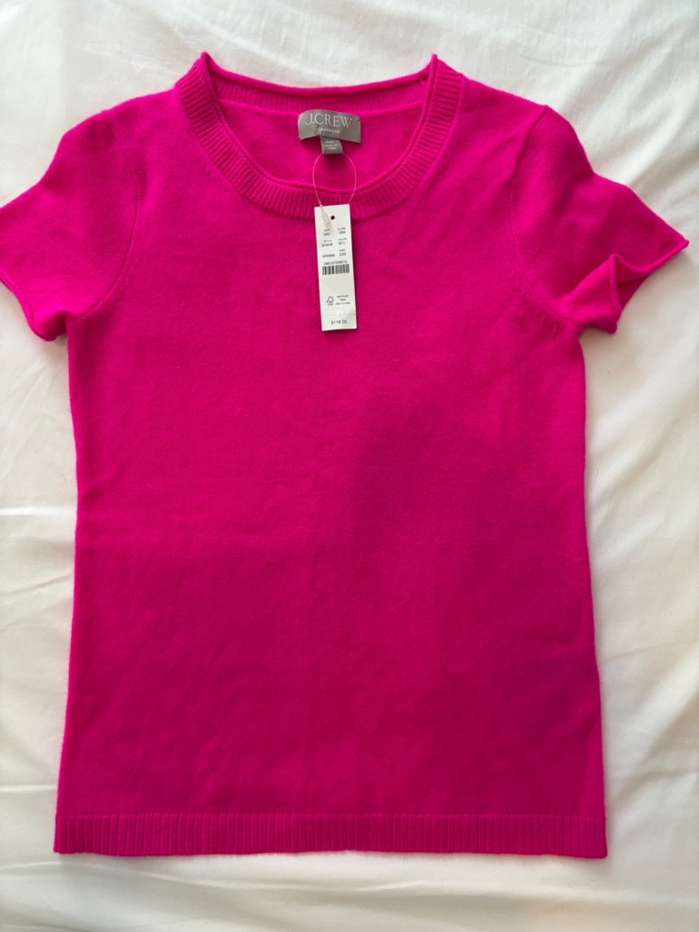J. Crew Hot Pink Short Sleeve Crewneck Sweater